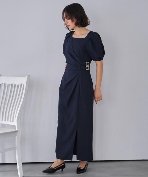 NOELA(ノエラ)の「ダブルバックルドレープワンピース(ワンピース・レディース・ベージュ/ネイビー・S/M)」の21枚目の写真