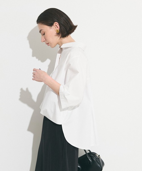 coca(coca)(コカ)の「フロントタックドルマンシャツ(シャツ/ブラウス・レディース・ベージュ/ホワイト・L/M)」の4枚目の写真