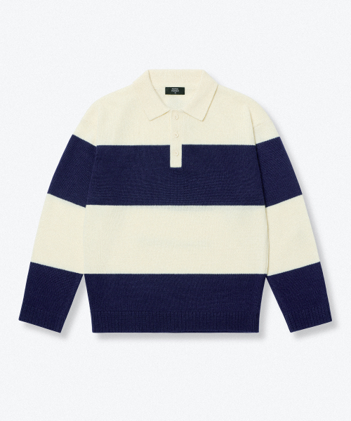 MUSINSA STANDARD KIDS（ムシンサスタンダードキッズ）の「ニッテッドボールドストライプラグビーシャツ[ネイビー]（ニット/セーター・レディース・その他・110/120/130/140/150/160）」の3枚目の写真