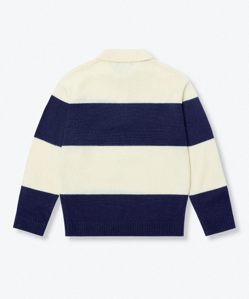 MUSINSA STANDARD KIDS（ムシンサスタンダードキッズ）の「ニッテッドボールドストライプラグビーシャツ[ネイビー]（ニット/セーター・レディース・その他・110/120/130/140/150/160）」の4枚目の写真