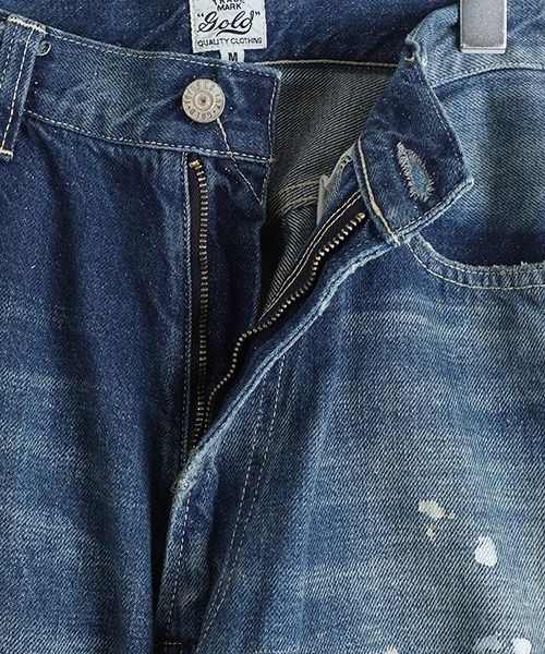 GOLD（ゴールド）の「GOLD / ゴールド：RECYCLED WASTE SUVIN COTTON YARN 11.5oz DENIM 5POCKET BAGGY PANTS VINTAGE WASHED：25B-GL42581H[MUS]（デニムパンツ・メンズ・ネイビー・XL/M/L）」の4枚目の写真