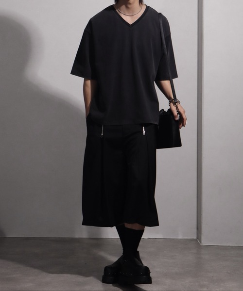 welise(ウェライズ)の「【welise/ウェライズ】シルケットライクスムースコットン ボクシーショート VネックTシャツ/接触冷感 UVカット(Tシャツ/カットソー・メンズ・ライトグレー/チャコールグレー/ブラック系その他/ホワイト/ダークネイビー・M/S/L)」の19枚目の写真