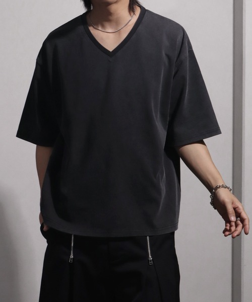 welise(ウェライズ)の「【welise/ウェライズ】シルケットライクスムースコットン ボクシーショート VネックTシャツ/接触冷感 UVカット(Tシャツ/カットソー・メンズ・ライトグレー/チャコールグレー/ブラック系その他/ホワイト/ダークネイビー・M/S/L)」の17枚目の写真
