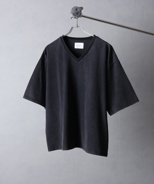 welise(ウェライズ)の「【welise/ウェライズ】シルケットライクスムースコットン ボクシーショート VネックTシャツ/接触冷感 UVカット(Tシャツ/カットソー・メンズ・ライトグレー/チャコールグレー/ブラック系その他/ホワイト/ダークネイビー・M/S/L)」の7枚目の写真