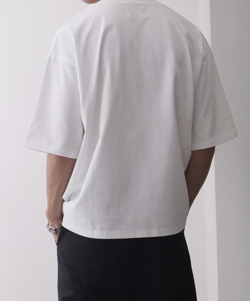 welise(ウェライズ)の「【welise/ウェライズ】シルケットライクスムースコットン ボクシーショート VネックTシャツ/接触冷感 UVカット(Tシャツ/カットソー・メンズ・ライトグレー/チャコールグレー/ブラック系その他/ホワイト/ダークネイビー・M/S/L)」の14枚目の写真