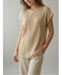 Day and Grade | ウェーブプリーツ フレンチスリーブ チュニックブラウス(Tシャツ/カットソー)