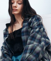 LE CIEL BLEU | フランネルシャツw/オーガンザトリム / Flannel Shirt w/Organza Trim(シャツ/ブラウス)