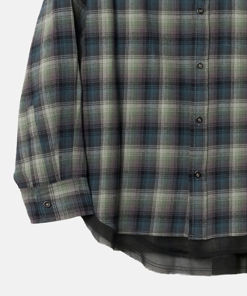 LE CIEL BLEU（ルシェルブルー）の「フランネルシャツw/オーガンザトリム / Flannel Shirt w/Organza Trim（シャツ/ブラウス・レディース・グリーン/ピンク・36）」の12枚目の写真