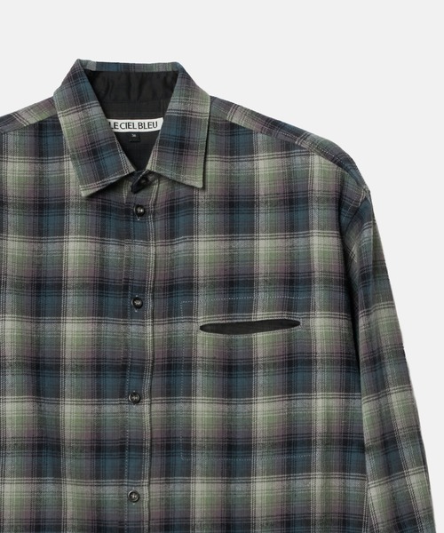 LE CIEL BLEU（ルシェルブルー）の「フランネルシャツw/オーガンザトリム / Flannel Shirt w/Organza Trim（シャツ/ブラウス・レディース・グリーン/ピンク・36）」の11枚目の写真