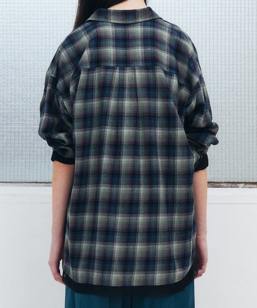 LE CIEL BLEU（ルシェルブルー）の「フランネルシャツw/オーガンザトリム / Flannel Shirt w/Organza Trim（シャツ/ブラウス・レディース・グリーン/ピンク・36）」の9枚目の写真