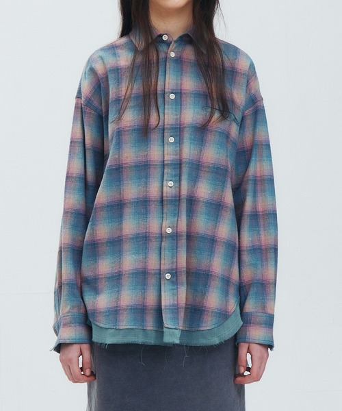 LE CIEL BLEU（ルシェルブルー）の「フランネルシャツw/オーガンザトリム / Flannel Shirt w/Organza Trim（シャツ/ブラウス・レディース・グリーン/ピンク・36）」の17枚目の写真