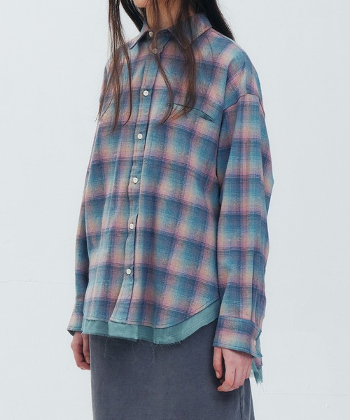 LE CIEL BLEU（ルシェルブルー）の「フランネルシャツw/オーガンザトリム / Flannel Shirt w/Organza Trim（シャツ/ブラウス・レディース・グリーン/ピンク・36）」の15枚目の写真