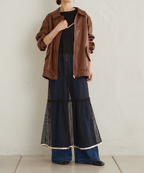 Omekashi(オメカシ)の「メッシュキャミワンピース(ワンピース・レディース・ブラック/ベージュ・38/36)」の13枚目の写真