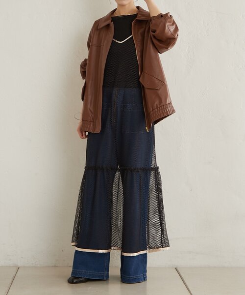 Omekashi(オメカシ)の「メッシュキャミワンピース(ワンピース・レディース・ブラック/ベージュ・38/36)」の14枚目の写真