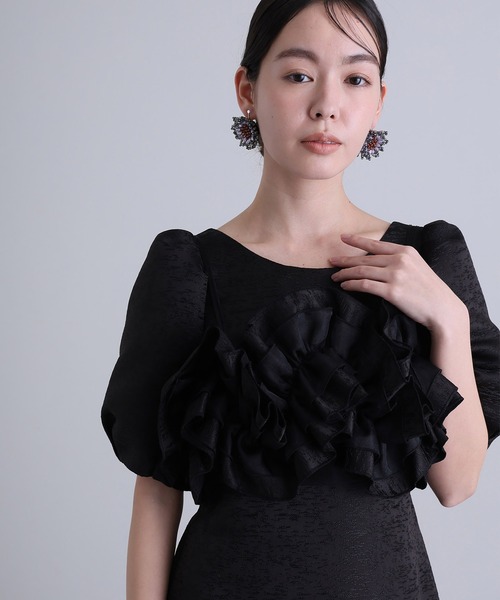 ロング&半袖 フォーマル シアースリーブ Iライン 刺繍レース