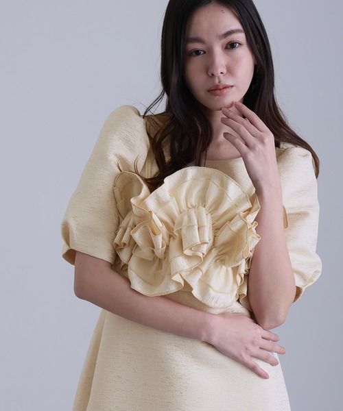 atlo(アトロ)の「ロング&半袖 フォーマル シアースリーブ Iライン 刺繍レース セレモニー 結婚式 二次会 パーティー ドレス オケージョンドレス お呼ばれ 同窓会 成人式 (ドレス・レディース・アイボリー/ブラック/ベージュ・M)」の12枚目の写真
