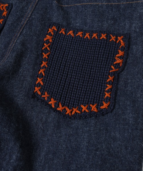 amok（アモク）の「BLUSHED DENIM PANTS（デニムパンツ・メンズ・インディゴブルー/ライトインディゴブルー・L/M/S）」の8枚目の写真