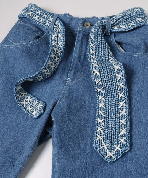 amok（アモク）の「BLUSHED DENIM PANTS（デニムパンツ・メンズ・インディゴブルー/ライトインディゴブルー・L/M/S）」の12枚目の写真