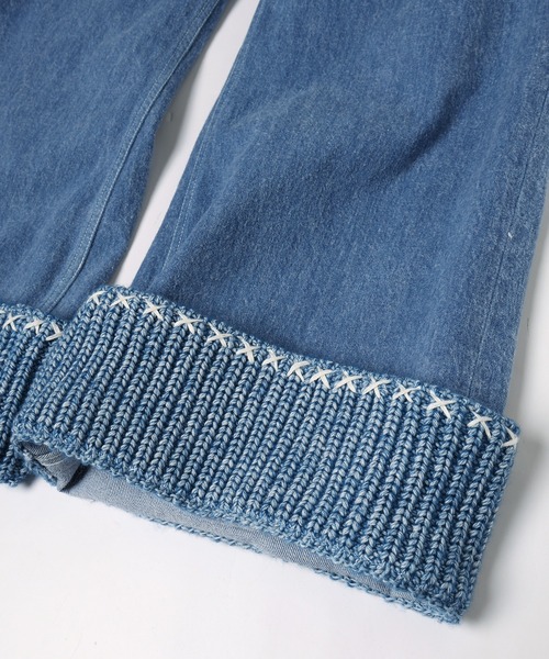 amok（アモク）の「BLUSHED DENIM PANTS（デニムパンツ・メンズ・インディゴブルー/ライトインディゴブルー・L/M/S）」の6枚目の写真