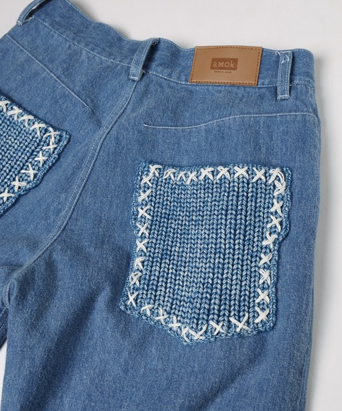 amok（アモク）の「BLUSHED DENIM PANTS（デニムパンツ・メンズ・インディゴブルー/ライトインディゴブルー・L/M/S）」の7枚目の写真