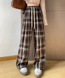 レトロチェックワイドストレート ワークパンツ
