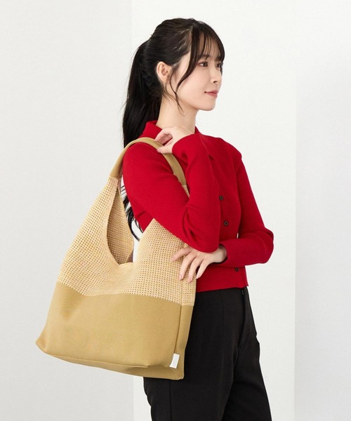 ROOTOTE(ルートート)の「ルートート / LT.ラウンド.メッシュ.ニット-A(トートバッグ・レディース・ベージュ/ライトブルー/ブラック・FREE)」の1枚目の写真