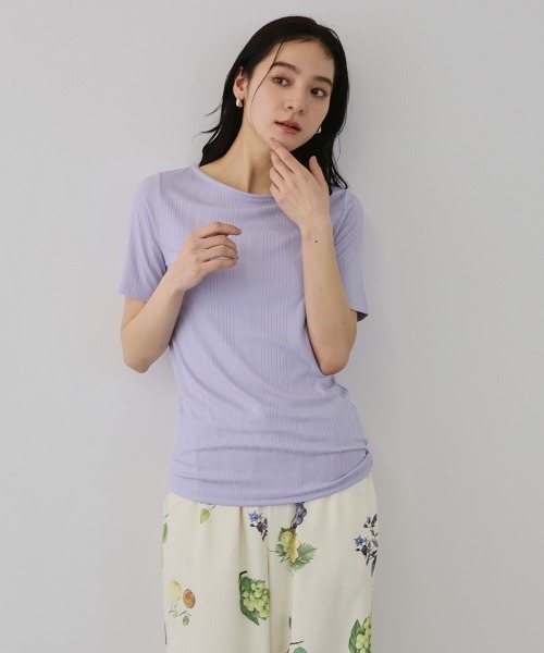 QUEENS COURT(クイーンズコート)の「ニュアンスストレッチリブプルオーバー(Tシャツ/カットソー・レディース・ブラック/オフホワイト/ブラウン/パープル・M)」の11枚目の写真