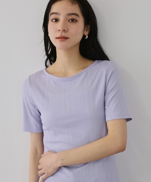 QUEENS COURT(クイーンズコート)の「ニュアンスストレッチリブプルオーバー(Tシャツ/カットソー・レディース・ブラック/オフホワイト/ブラウン/パープル・M)」の14枚目の写真