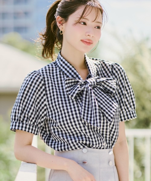 セール】2026春夏新作 パフ袖アソートボウタイブラウス（シャツ