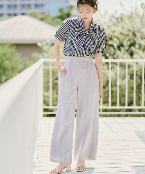MISCH MASCH（ミッシュマッシュ）の「2026春夏新作 パフ袖アソートボウタイブラウス（シャツ/ブラウス・レディース・ブルー/ホワイト/ブラック×ホワイト/グレー・ﾌﾘ-）」の22枚目の写真