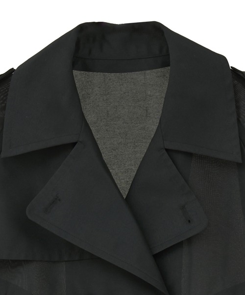 CLANE（クラネ）の「SHEER SHORT TRENCH JACKET（その他アウター・レディース・グリーン/ブラック・1）」の4枚目の写真