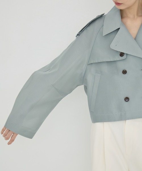 CLANE(クラネ)の「【CLANE/クラネ】SHEER SHORT TRENCH JACKET/シアーショートトレンチジャケット/シャツジャケット(シャツ/ブラウス・レディース・グリーン/ブラック・1)」の17枚目の写真