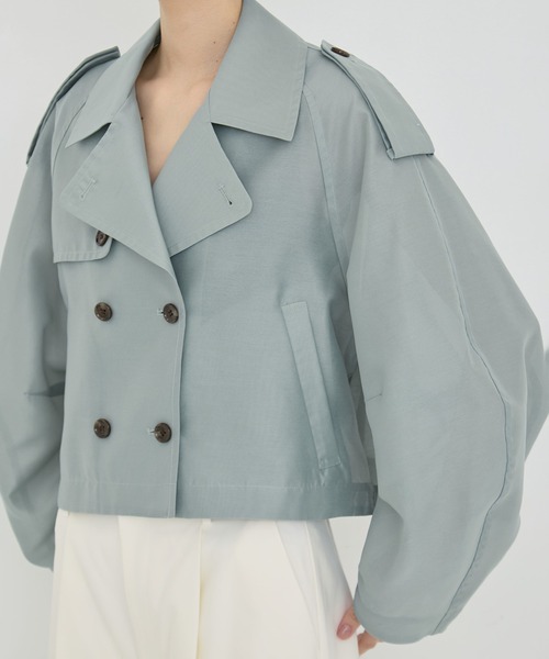 CLANE(クラネ)の「【CLANE/クラネ】SHEER SHORT TRENCH JACKET/シアーショートトレンチジャケット/シャツジャケット(シャツ/ブラウス・レディース・グリーン/ブラック・1)」の18枚目の写真