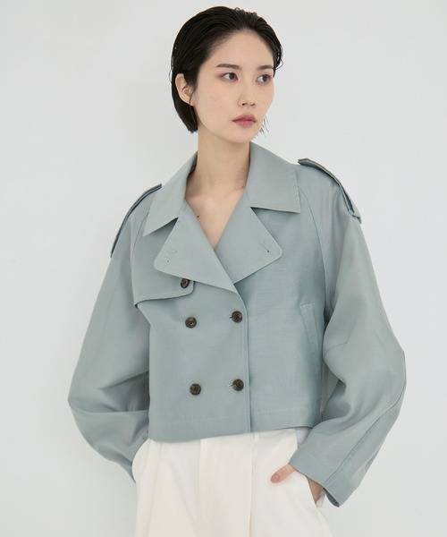 CLANE(クラネ)の「【CLANE/クラネ】SHEER SHORT TRENCH JACKET/シアーショートトレンチジャケット/シャツジャケット(シャツ/ブラウス・レディース・グリーン/ブラック・1)」の20枚目の写真