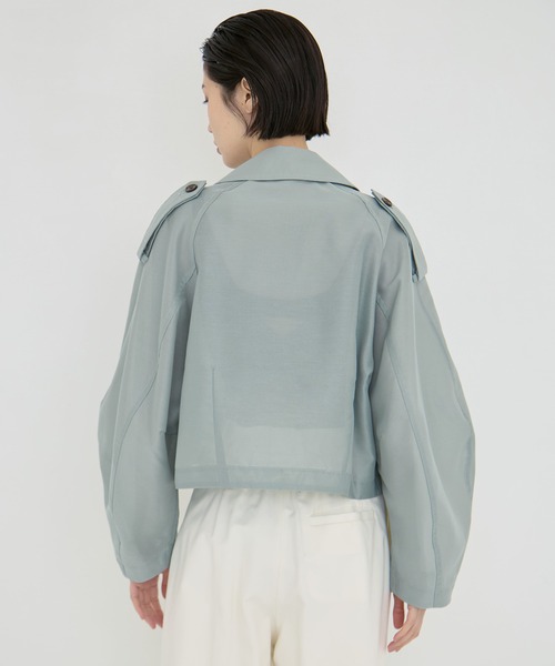 CLANE(クラネ)の「【CLANE/クラネ】SHEER SHORT TRENCH JACKET/シアーショートトレンチジャケット/シャツジャケット(シャツ/ブラウス・レディース・グリーン/ブラック・1)」の19枚目の写真