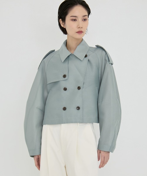 CLANE(クラネ)の「【CLANE/クラネ】SHEER SHORT TRENCH JACKET/シアーショートトレンチジャケット/シャツジャケット(シャツ/ブラウス・レディース・グリーン/ブラック・1)」の22枚目の写真