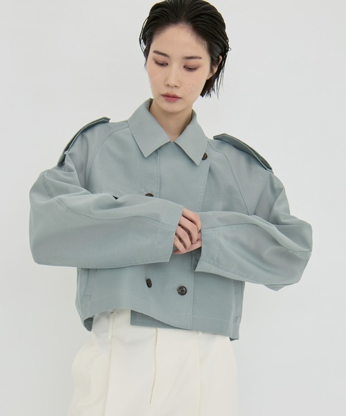 CLANE(クラネ)の「【CLANE/クラネ】SHEER SHORT TRENCH JACKET/シアーショートトレンチジャケット/シャツジャケット(シャツ/ブラウス・レディース・グリーン/ブラック・1)」の21枚目の写真