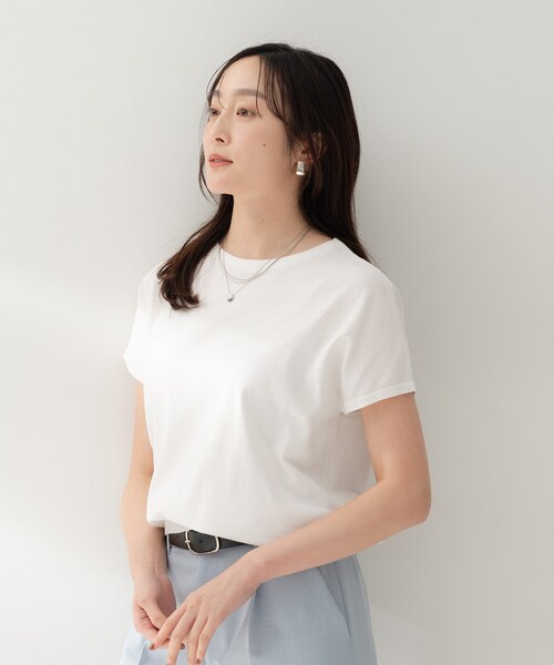UNTITLED(アンタイトル)の「【9色展開/アンサンブル可/洗える】コットンベーシックニット(ニット/セーター・レディース・ブラック系2/ブラック/ブラウン系/ホワイト/ピンク系/ブルー系その他/ライトベージュ/カーキ/オレンジ・00/01/02/03/04/44/48)」の12枚目の写真