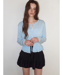 Double Frill Cardigan, Sky Blue