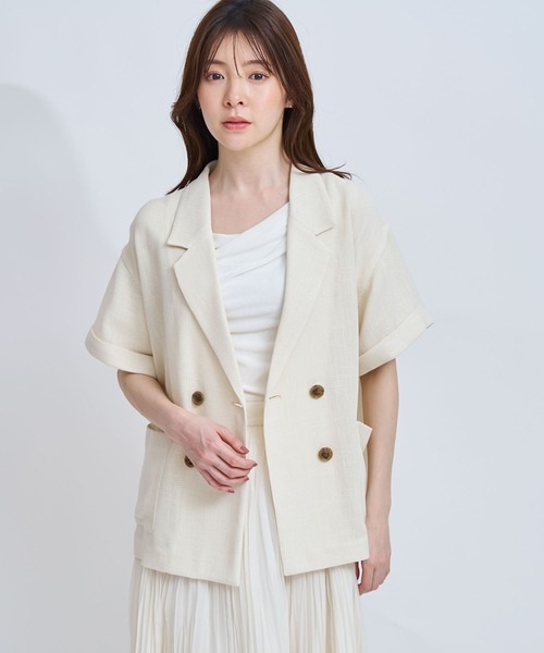 NOELA（ノエラ）の「カラミツイーディーハーフジャケット（テーラードジャケット・レディース・ブラック/オフホワイト・フリー）」の2枚目の写真