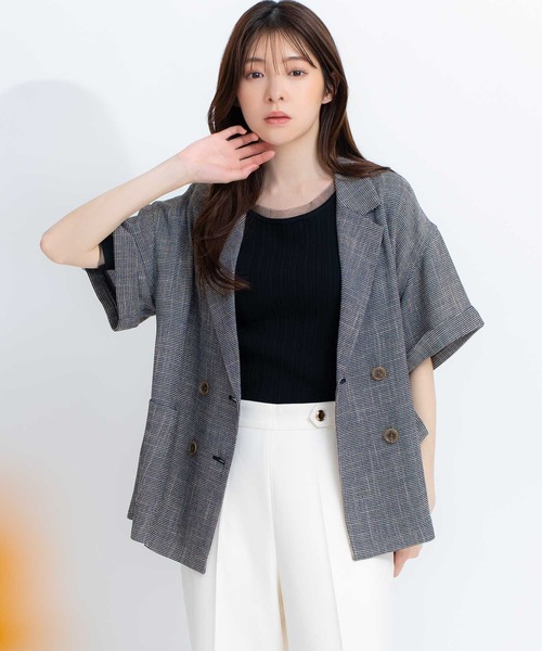 NOELA（ノエラ）の「カラミツイーディーハーフジャケット（テーラードジャケット・レディース・ブラック/オフホワイト・フリー）」の3枚目の写真