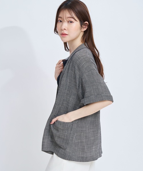 NOELA（ノエラ）の「カラミツイーディーハーフジャケット（テーラードジャケット・レディース・ブラック/オフホワイト・フリー）」の7枚目の写真