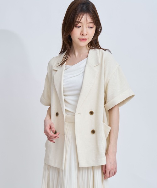 NOELA（ノエラ）の「カラミツイーディーハーフジャケット（テーラードジャケット・レディース・ブラック/オフホワイト・フリー）」の10枚目の写真