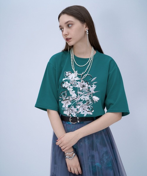 HARE(ハレ)の「アートフラワーシシュウTシャツ(HARE)(Tシャツ/カットソー・レディース・ホワイト/ブルー/イエロー/ブラック・FREE)」の22枚目の写真