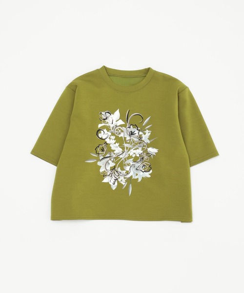 HARE(ハレ)の「アートフラワーシシュウTシャツ(HARE)(Tシャツ/カットソー・レディース・ホワイト/ブルー/イエロー/ブラック・FREE)」の9枚目の写真