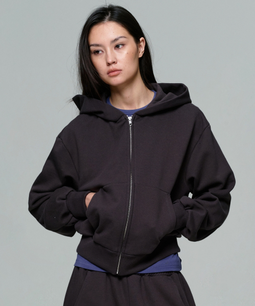 UNISEX ERA OVERSIZED худи с молнией — выцветший чёрный