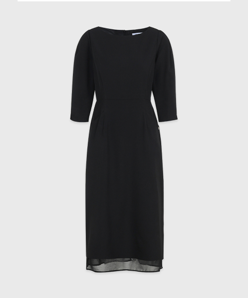 MICANE(ミケーネ)の「ノエン ボートネックレイヤードドレス(ワンピース・レディース・ブラック/ピンクベージュ・SMALL/MEDIUM/LARGE/X-LARGE/XX-LARGE)」の13枚目の写真
