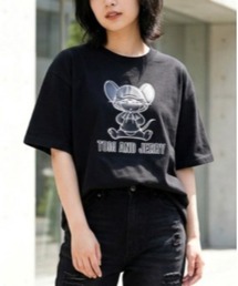 【TOM & JERRY/トムとジェリー】キャラクターPUアップリケ半袖Tシャツ/ユニセックス