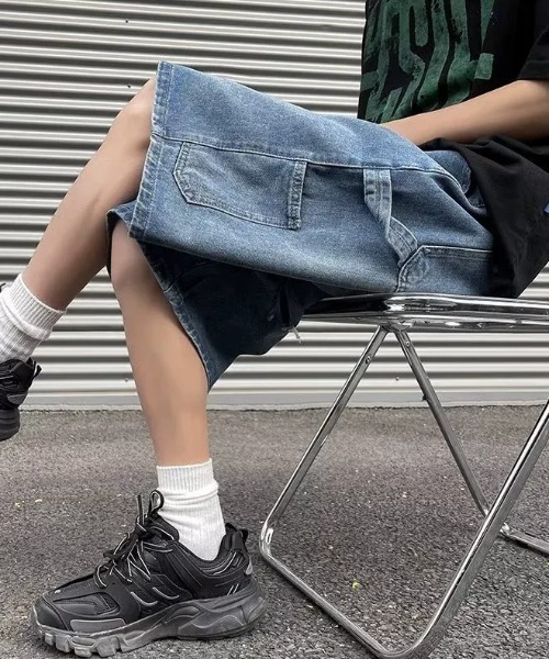 link lot（リンクロット）の「ペインターデザインハーフデニムパンツ（デニムパンツ・メンズ・サックスブルー/ブルー・L/M）」の4枚目の写真