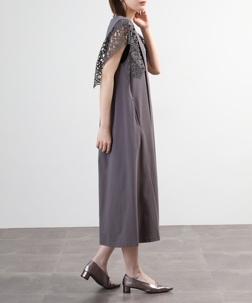 EGLANTINE(エグランティーヌ)の「EGLANTINE 袖レースカットソーワンピース(ワンピース・レディース・グレー/ブラック・40)」の12枚目の写真